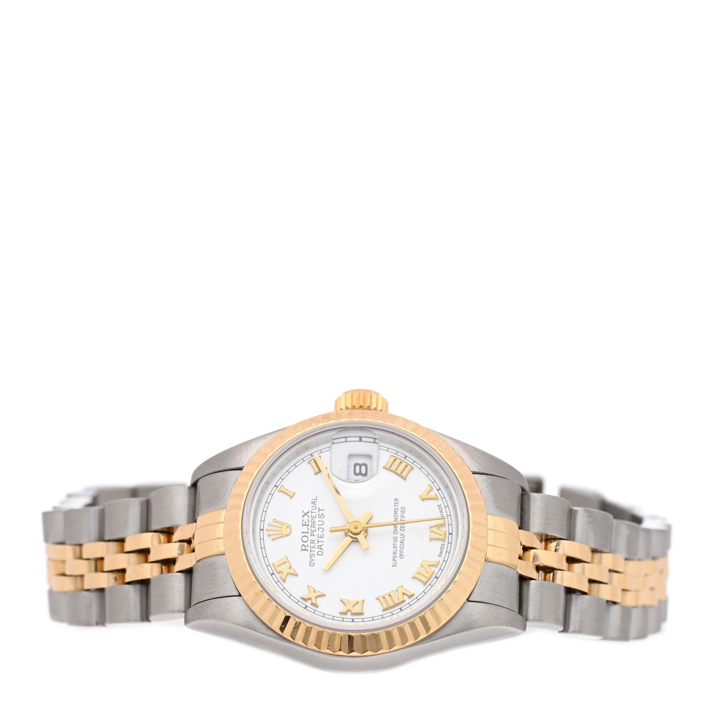 Stainless Steel 18K Yellow Gold 26mm Oyster Perpetual Datejust Watch White Roman 69173