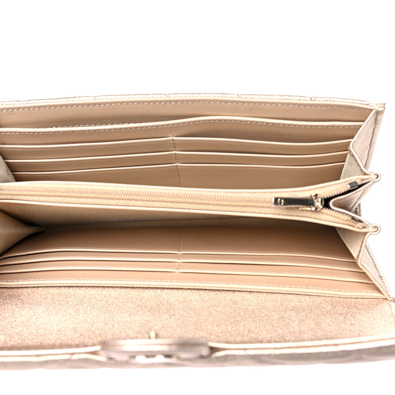 Chanel Metallic Lambskin Quilted Large Gusset Flap Wallet Gold 5 of 11