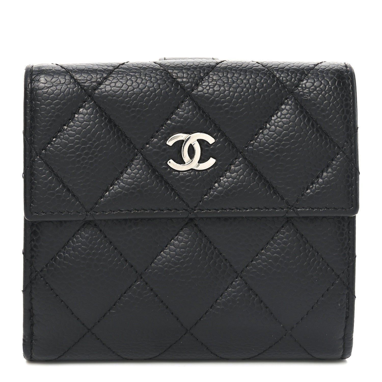 Chanel Caviar Quilted Compact French Flap Wallet Black 1 of 9