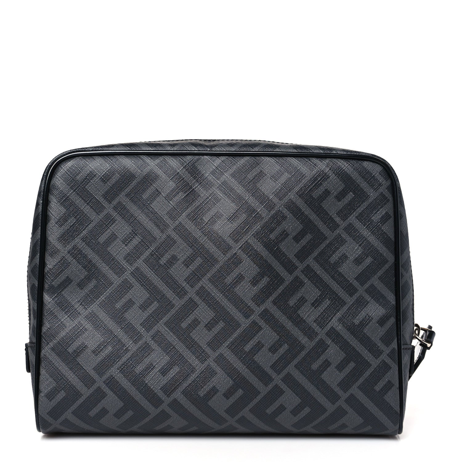 Fendi Glazed Fabric Vitello Brush FF 1974 Toiletry Case Black 1 of 9