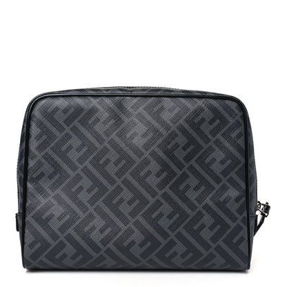 Fendi Glazed Fabric Vitello Brush FF 1974 Toiletry Case Black 1 of 9