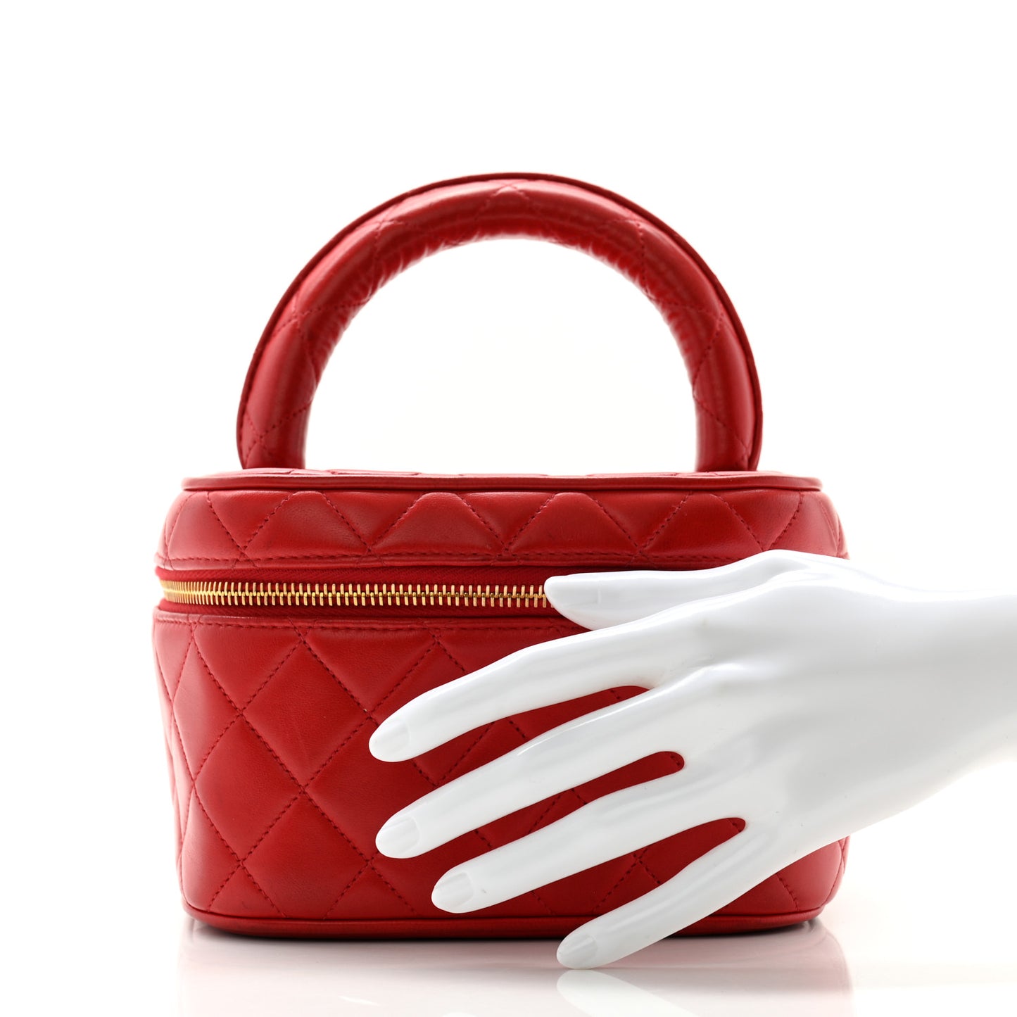 Lambskin Quilted Vanity Case Red