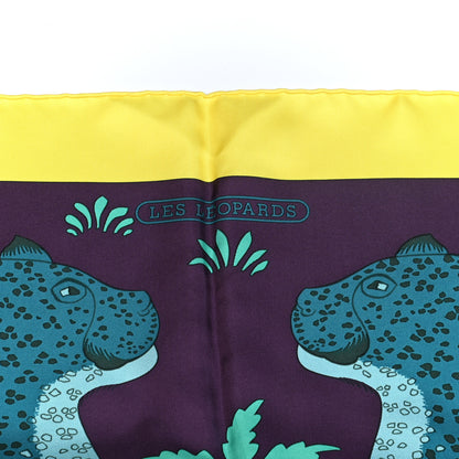 Hermes Silk Les Leopards Scarf 90 Jaune Vif Marine Canard 5 of 5