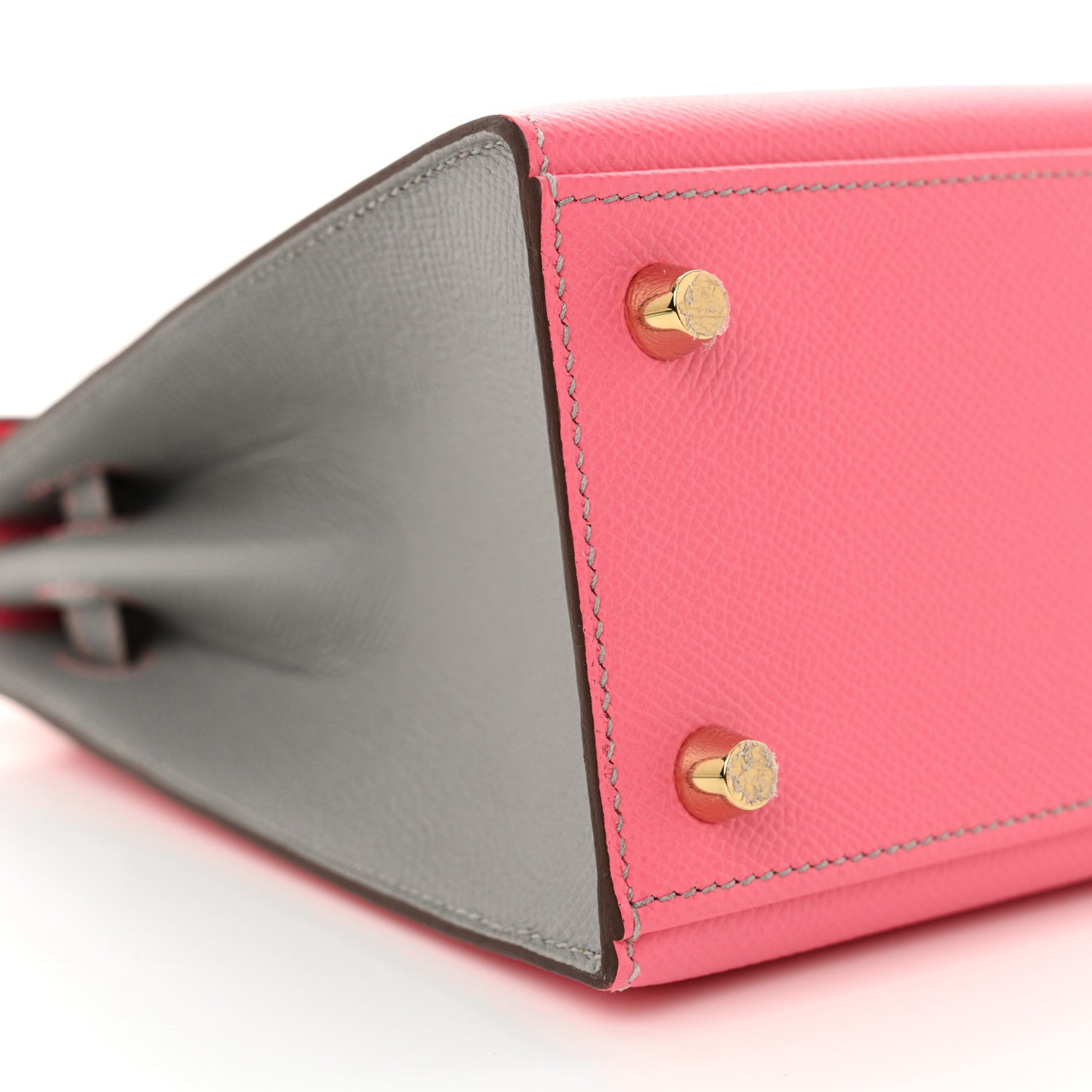 Hermes Epsom Bi-Color Horseshoe Kelly Sellier 25 Rose Azalee Gris Mouette 9 of 11