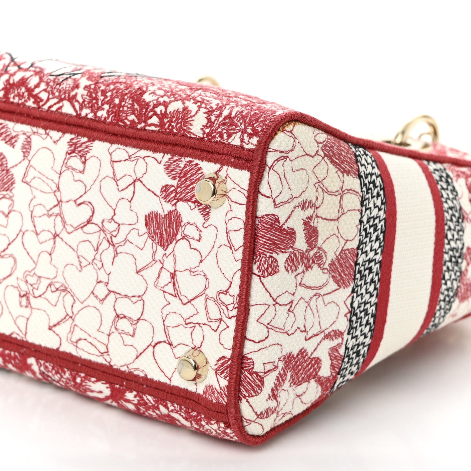 Christian Dior Canvas Embroidered Medium Dioramour D-Royaume Lady D-Lite Red Multicolor 10 of 10