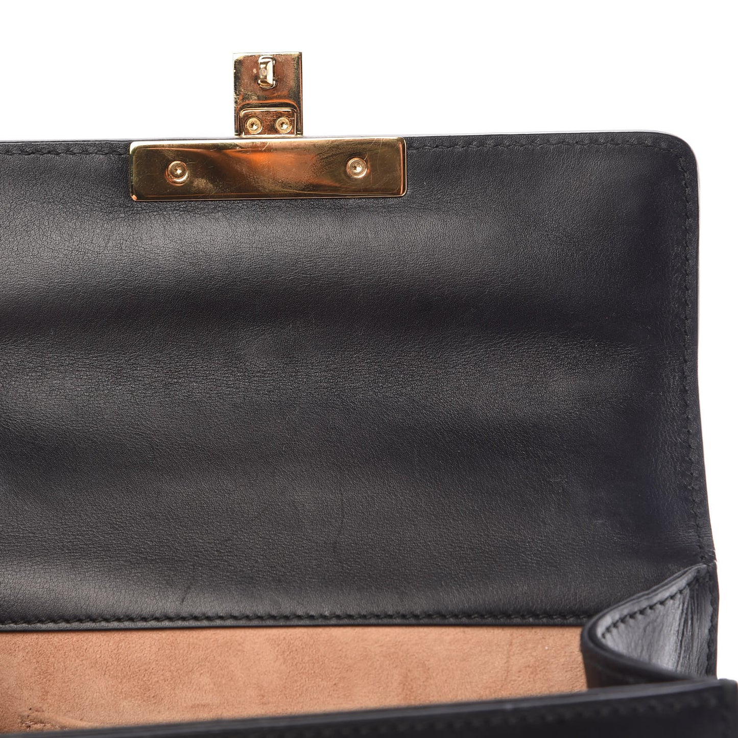 Calfskin Studded Small Padlock Shoulder Bag Black
