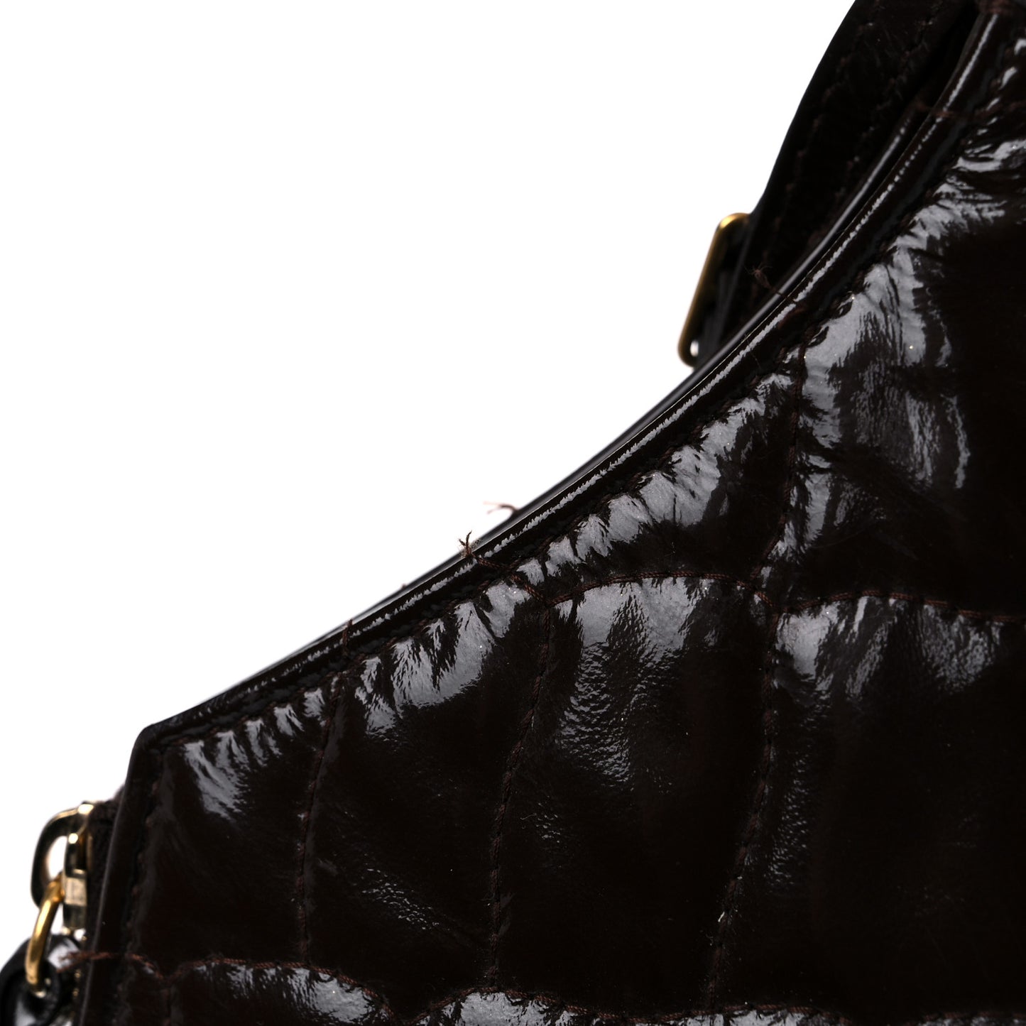 Patent Crocodile Embossed Tribute Tote Brown