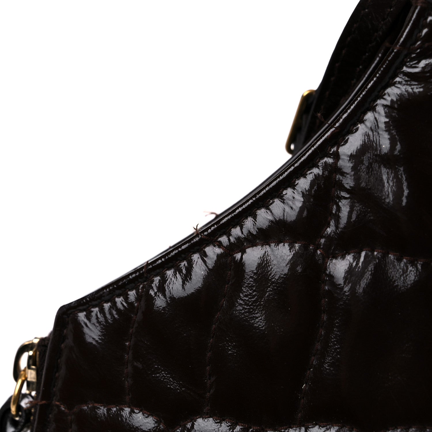 Saint Laurent Patent Crocodile Embossed Tribute Tote Brown 21 of 23