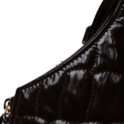 Saint Laurent Patent Crocodile Embossed Tribute Tote Brown 21 of 23