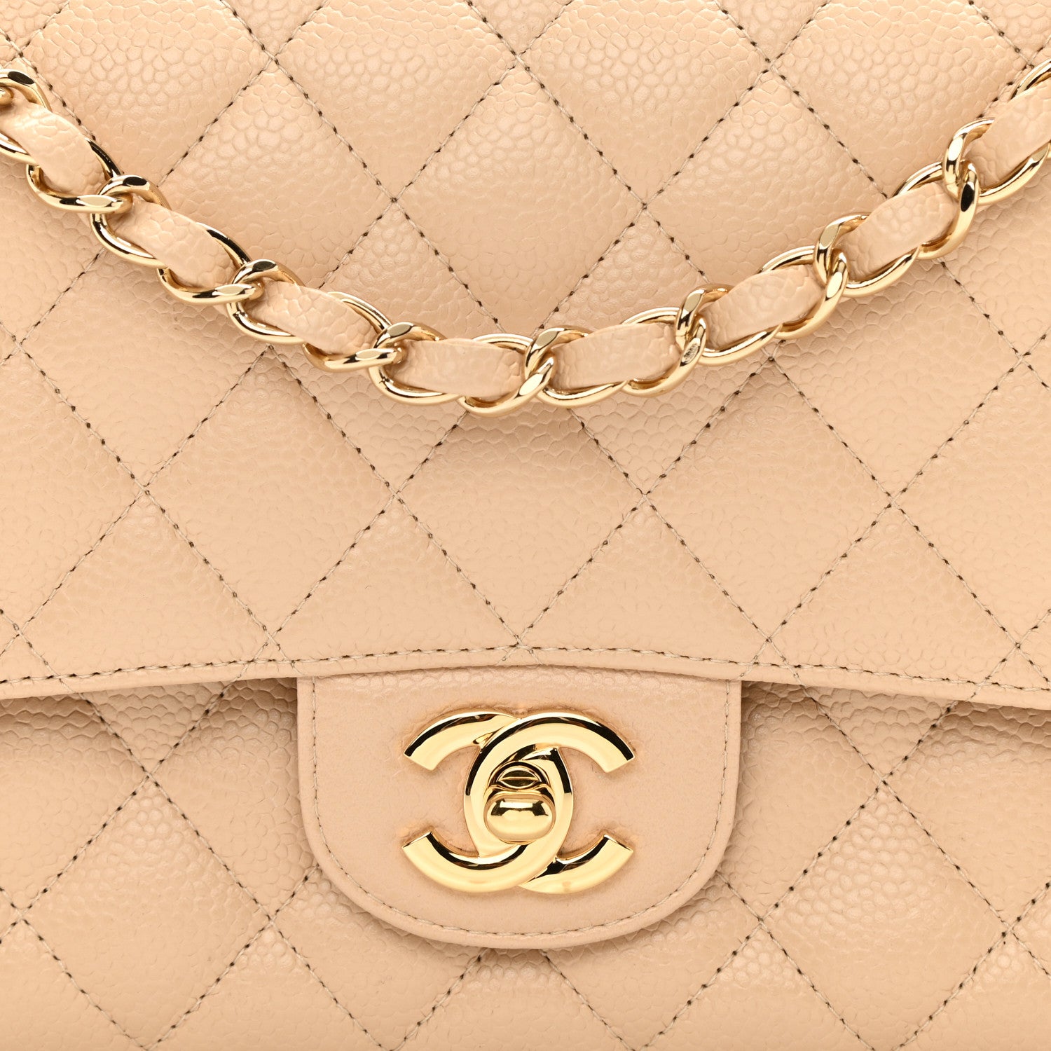Chanel Caviar Quilted Medium Double Flap Light Beige 8 of 9