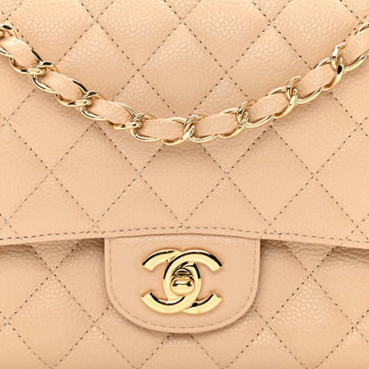 Chanel Caviar Quilted Medium Double Flap Light Beige 8 of 9