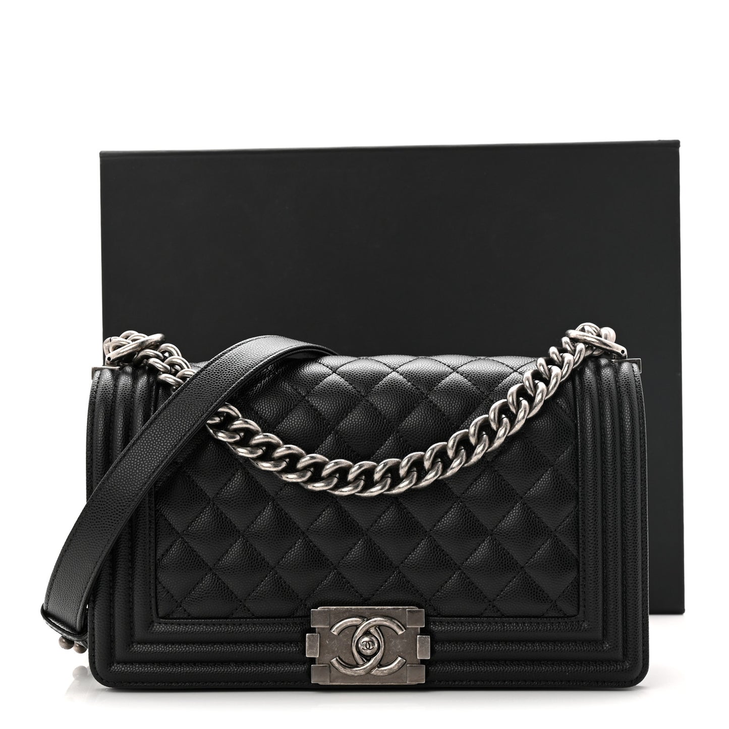Caviar Quilted Medium Boy Flap Black