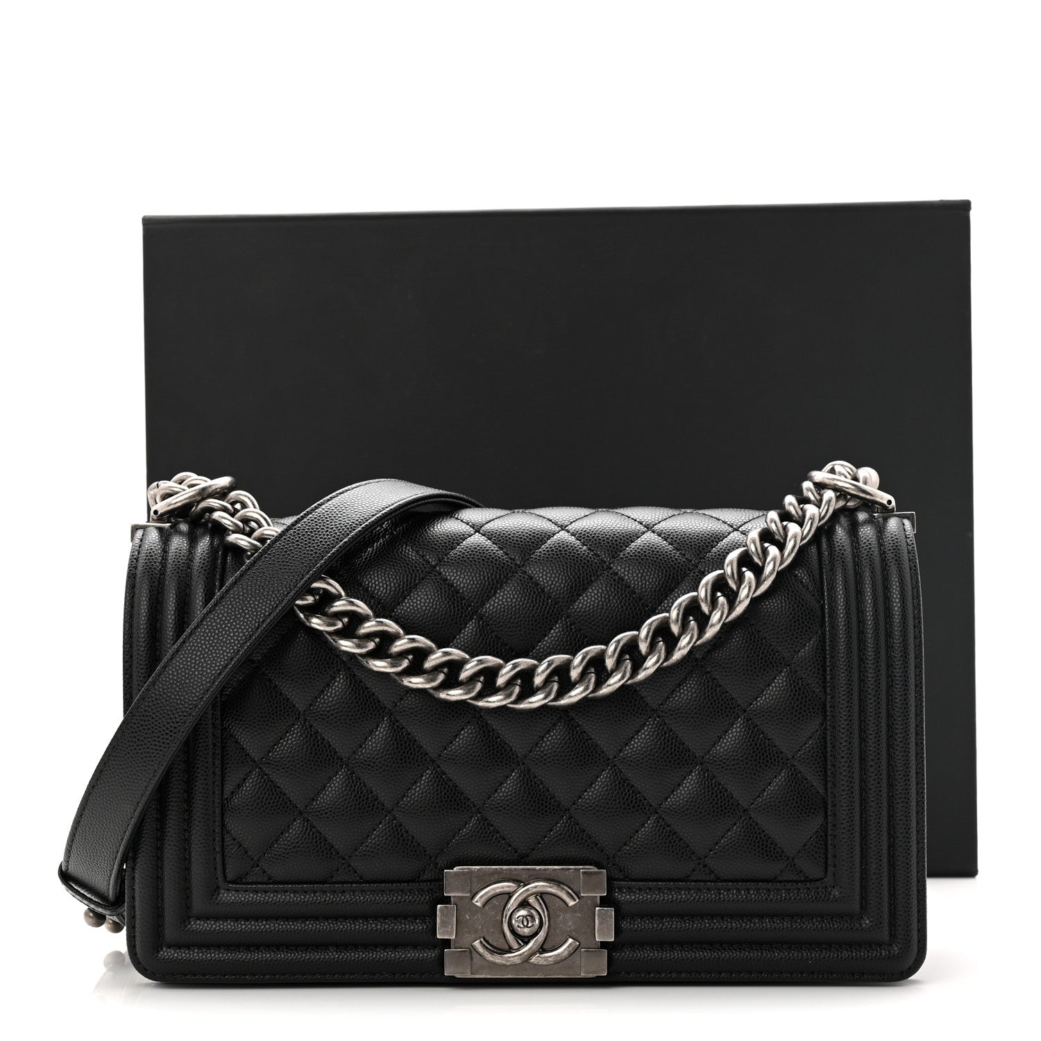 Chanel Caviar Quilted Medium Boy Flap Black 11 of 11