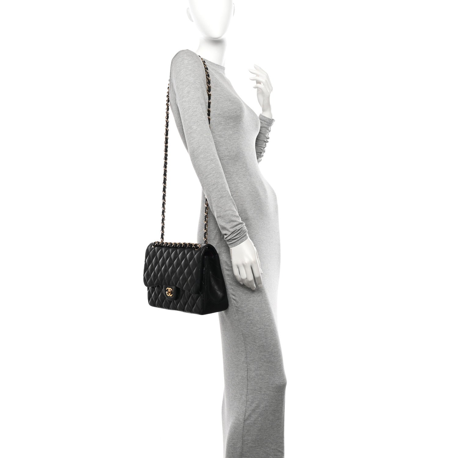 Chanel Lambskin Quilted Jumbo Double Flap Black 3 of 10