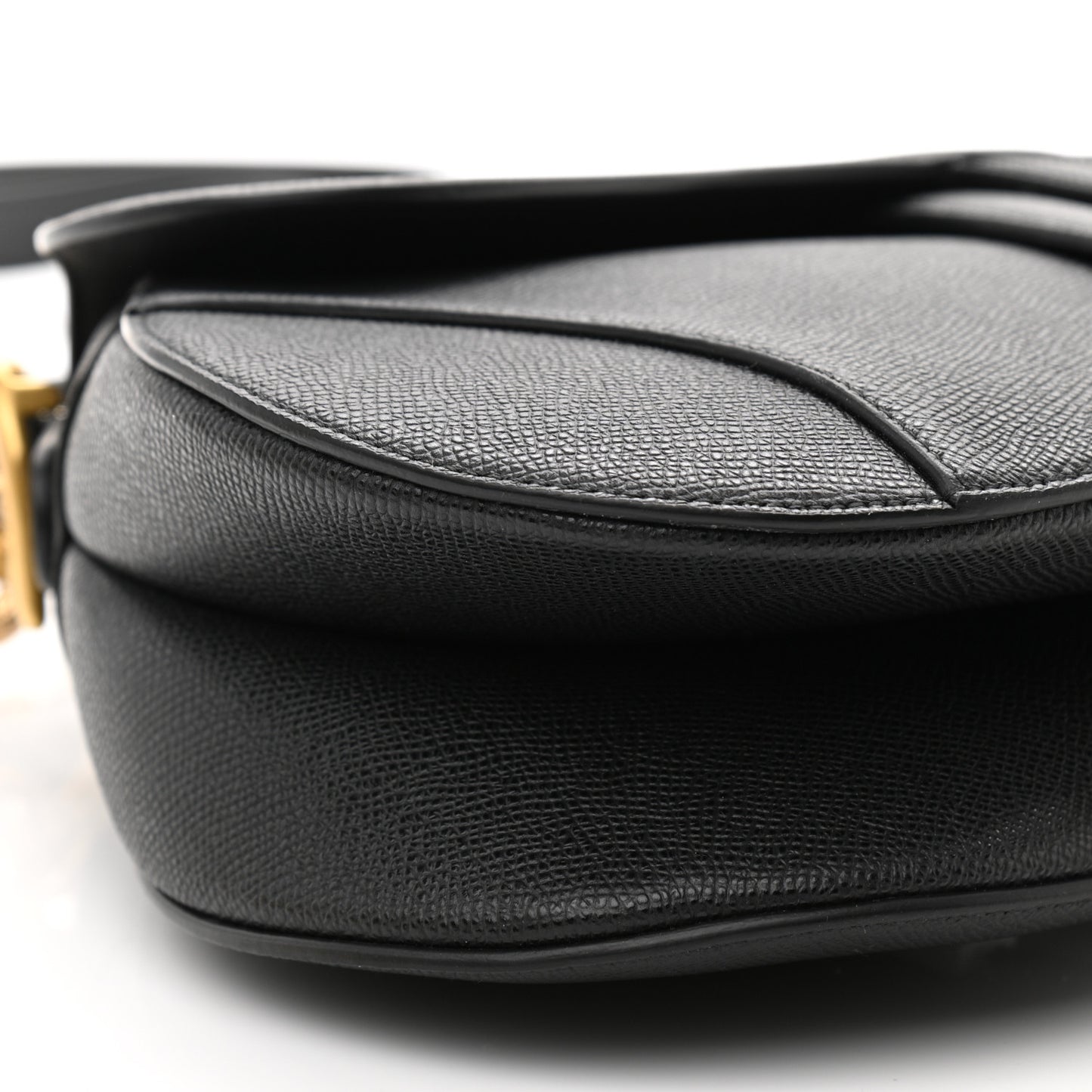 Grained Calfskin Mini Saddle Bag With Strap Black