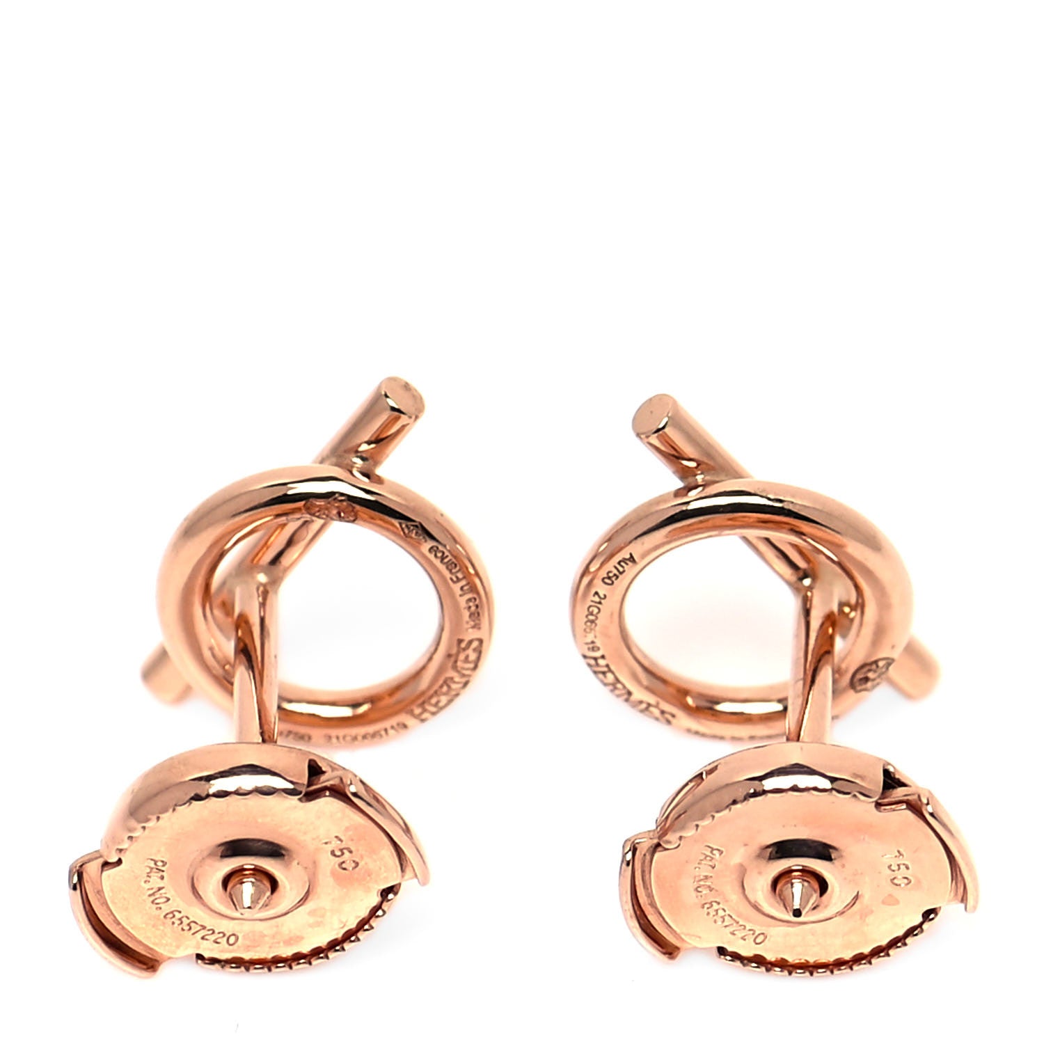 Hermes 18K Rose Gold PM Echappee Earrings 3 of 5