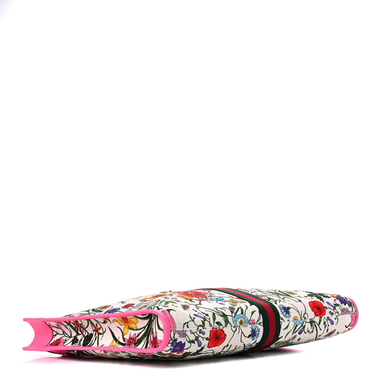 Gucci Canvas Flora Large Rajah Chain Tote White Multicolor Fuxia Fluo 4 of 11