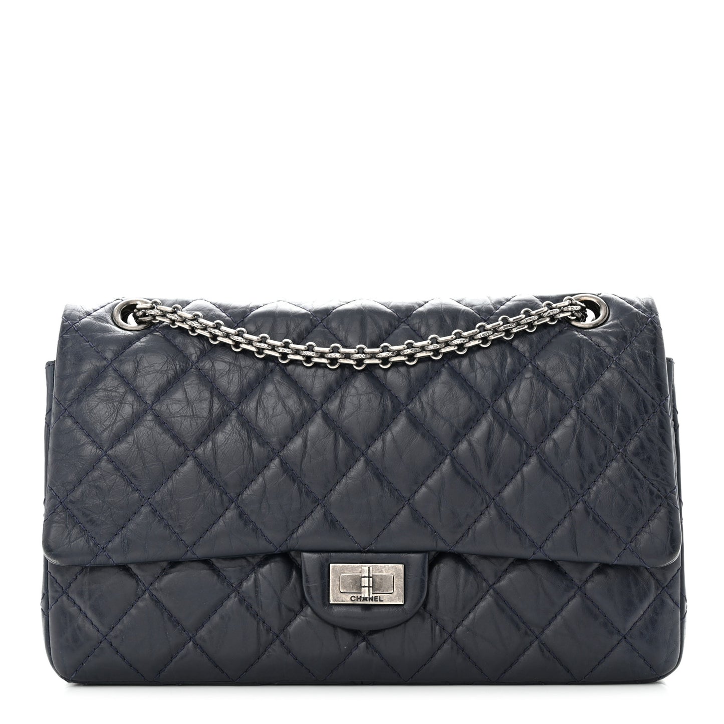 Aged Calfskin Quilted 2.55 Reissue 226 Flap Navy Blue