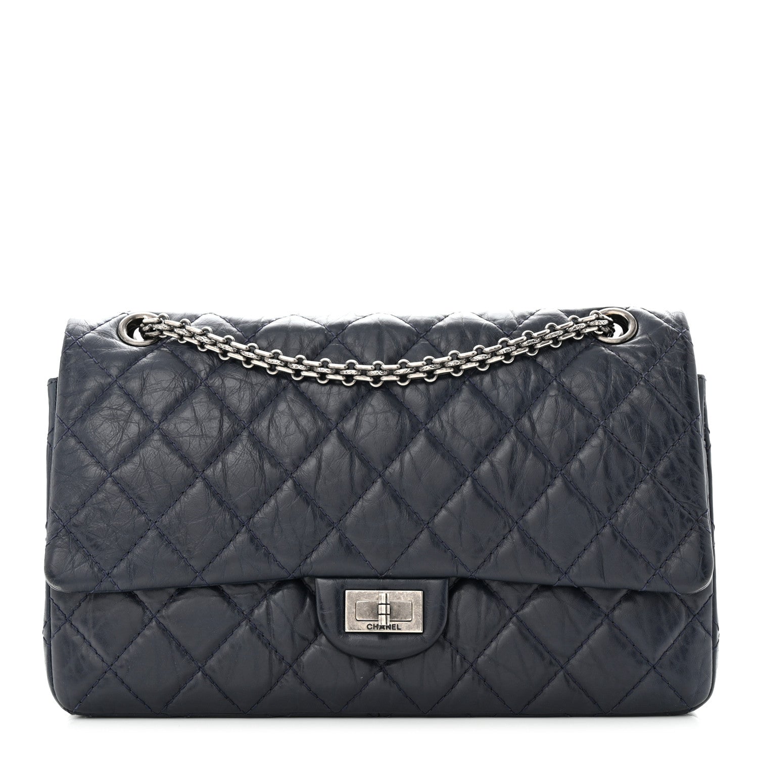 Chanel Aged Calfskin Quilted 2.55 Reissue 226 Flap Navy Blue 1 of 12