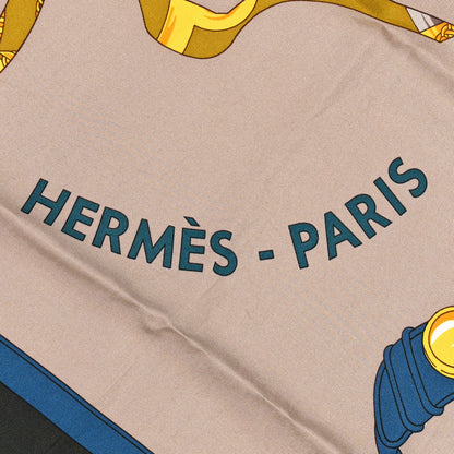 Hermes Silk Tout En Carre Shawl 140 Beige Blue Multicolor 2 of 8