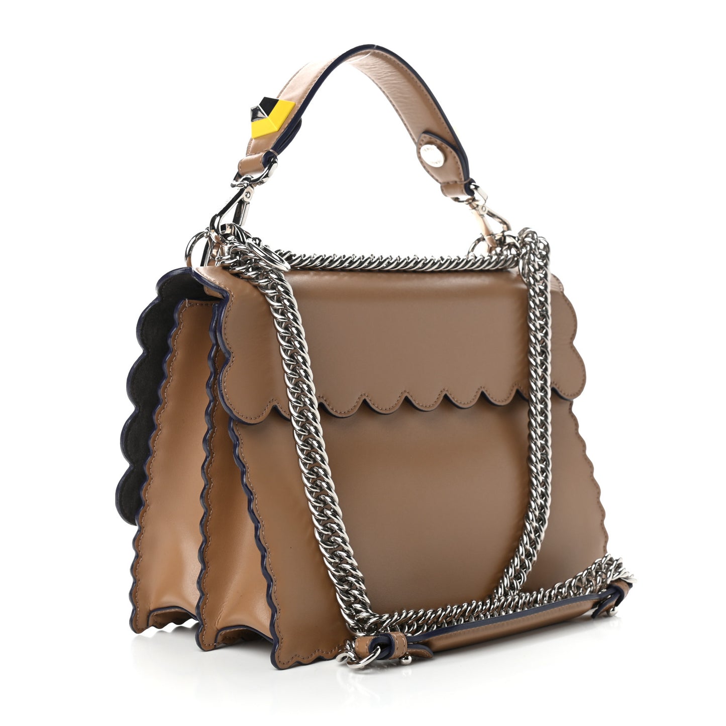 Vitello Liberty Scalloped Studded Kan I Shoulder Bag Sand