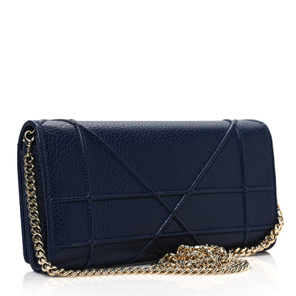 Christian Dior Grained Calfskin Diorama Croisiere Chain Wallet Blue 2 of 6