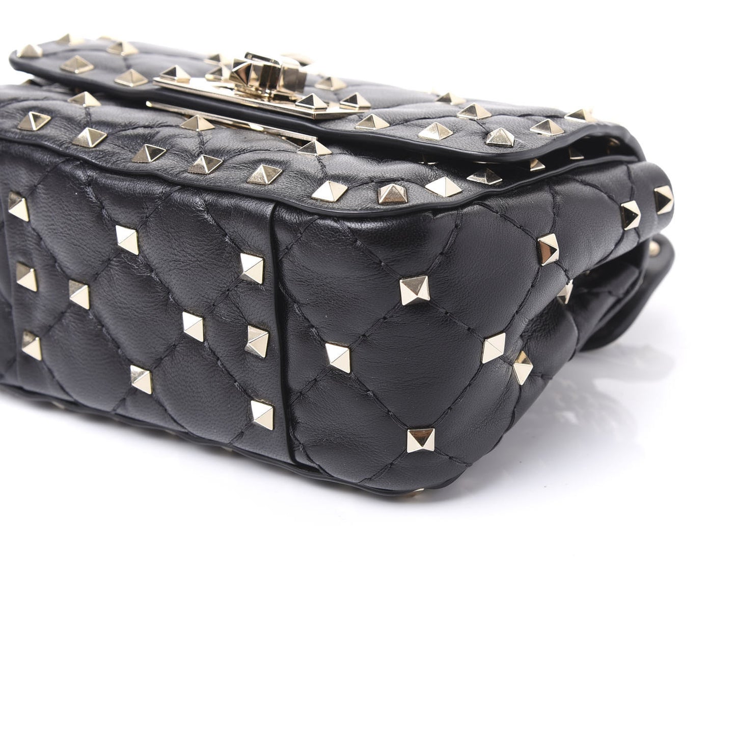 Nappa Micro Rockstud Spike Shoulder Bag Black