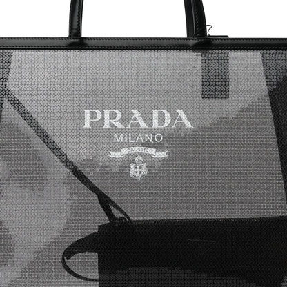Prada Mesh Sequin Spazzolato Logo Tote Black 9 of 15