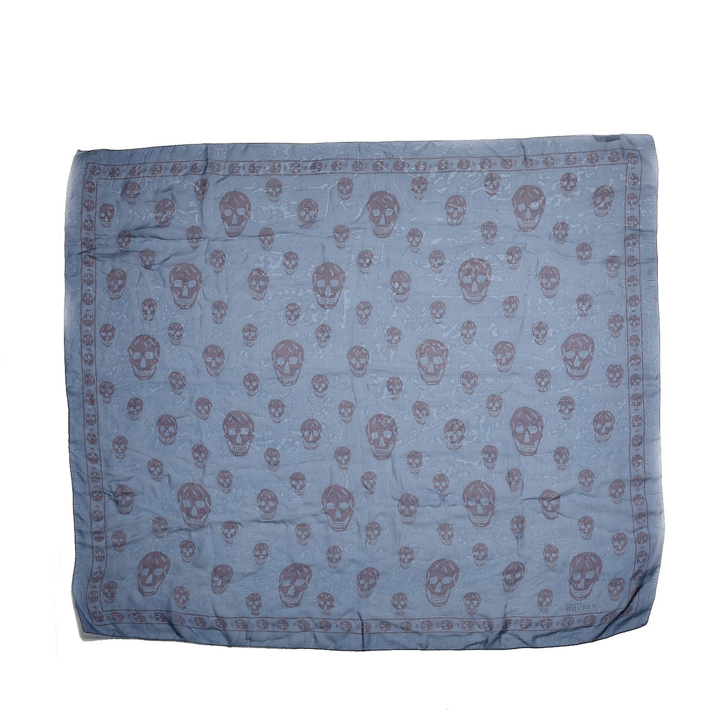 Silk Chiffon Skull Scarf Blue