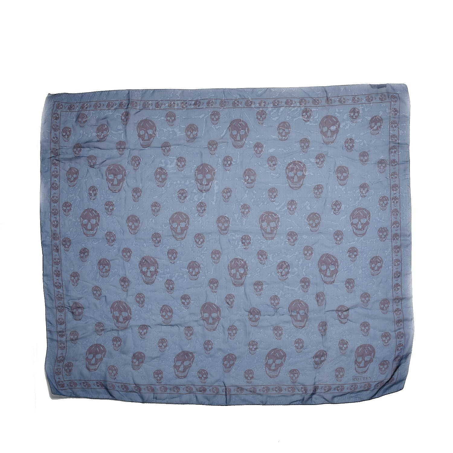 Alexander McQueen Silk Chiffon Skull Scarf Blue 3 of 5