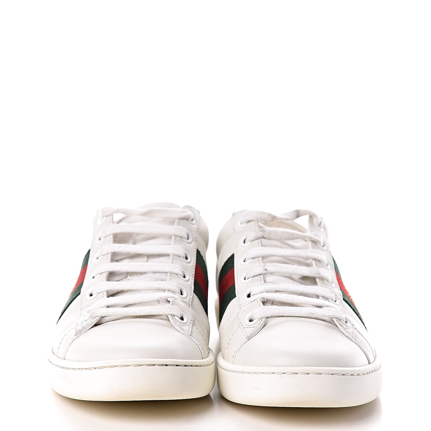 Gucci Calfskin Web Bee Embroidered Womens Ace Sneakers 36 White Green 2 of 15