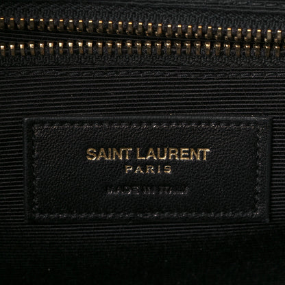Saint Laurent Grain De Poudre Matelasse Chevron Large Monogram Satchel Dark Beige 14 of 21
