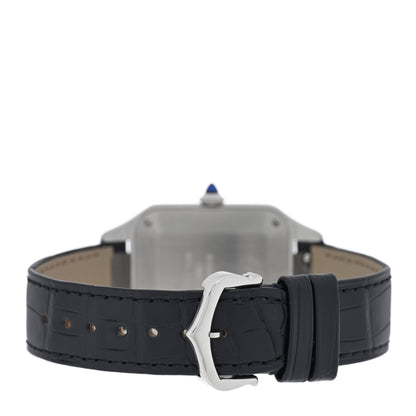 Cartier Stainless Steel Alligator 31.4mm Santos Dumont Quartz Watch Blue 6 of 10