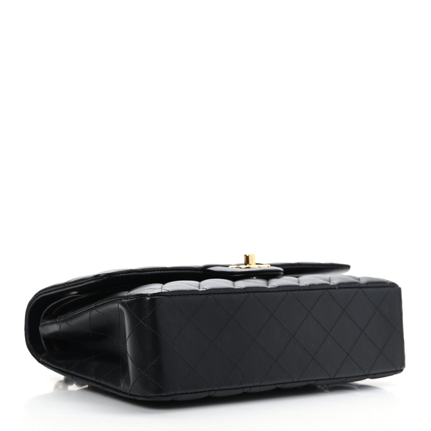 Lambskin Quilted Medium Double Flap Black