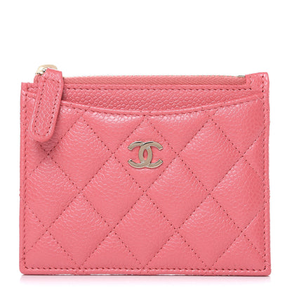 Chanel Caviar Quilted CC Zip Card Holder Pink 1 of 8