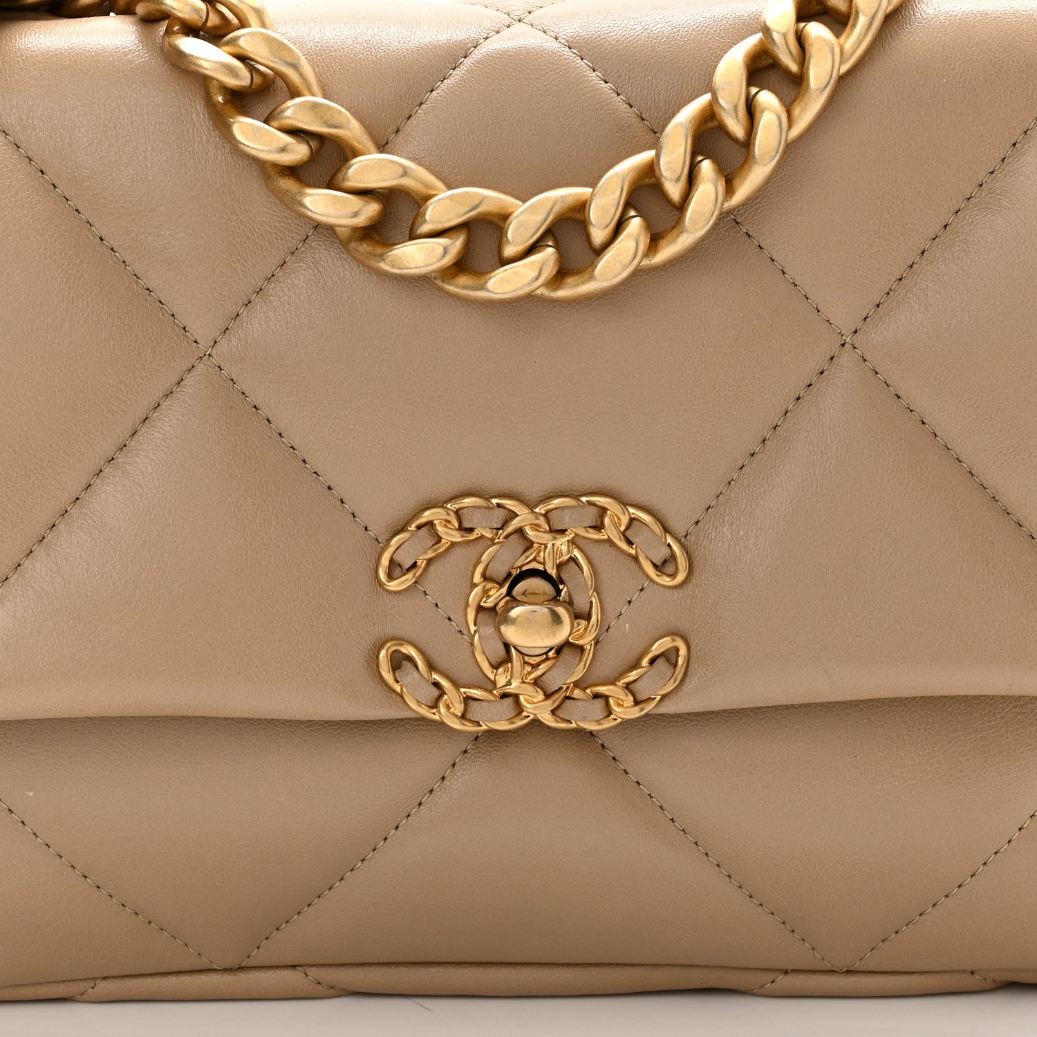 Chanel Lambskin Quilted Medium Chanel 19 Flap Dark Beige 7 of 10