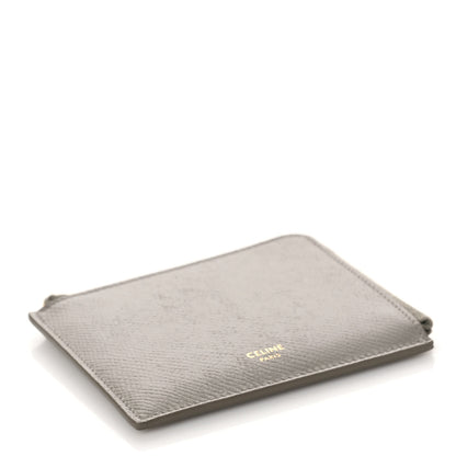 Celine Drummed Calfskin Medium Half Zip Multifunction Wallet Coin Purse Taupe 5 of 9