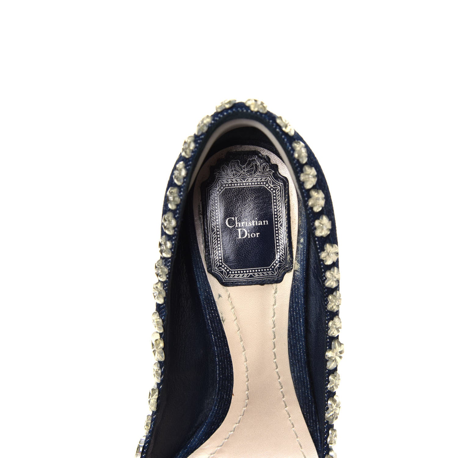 Christian Dior Denim Crystal Garland Pumps 36 Blue Fonce 8 of 10