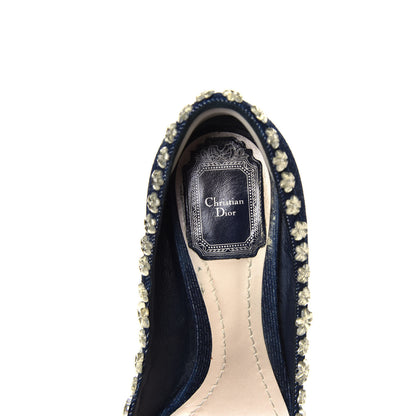 Christian Dior Denim Crystal Garland Pumps 36 Blue Fonce 8 of 10
