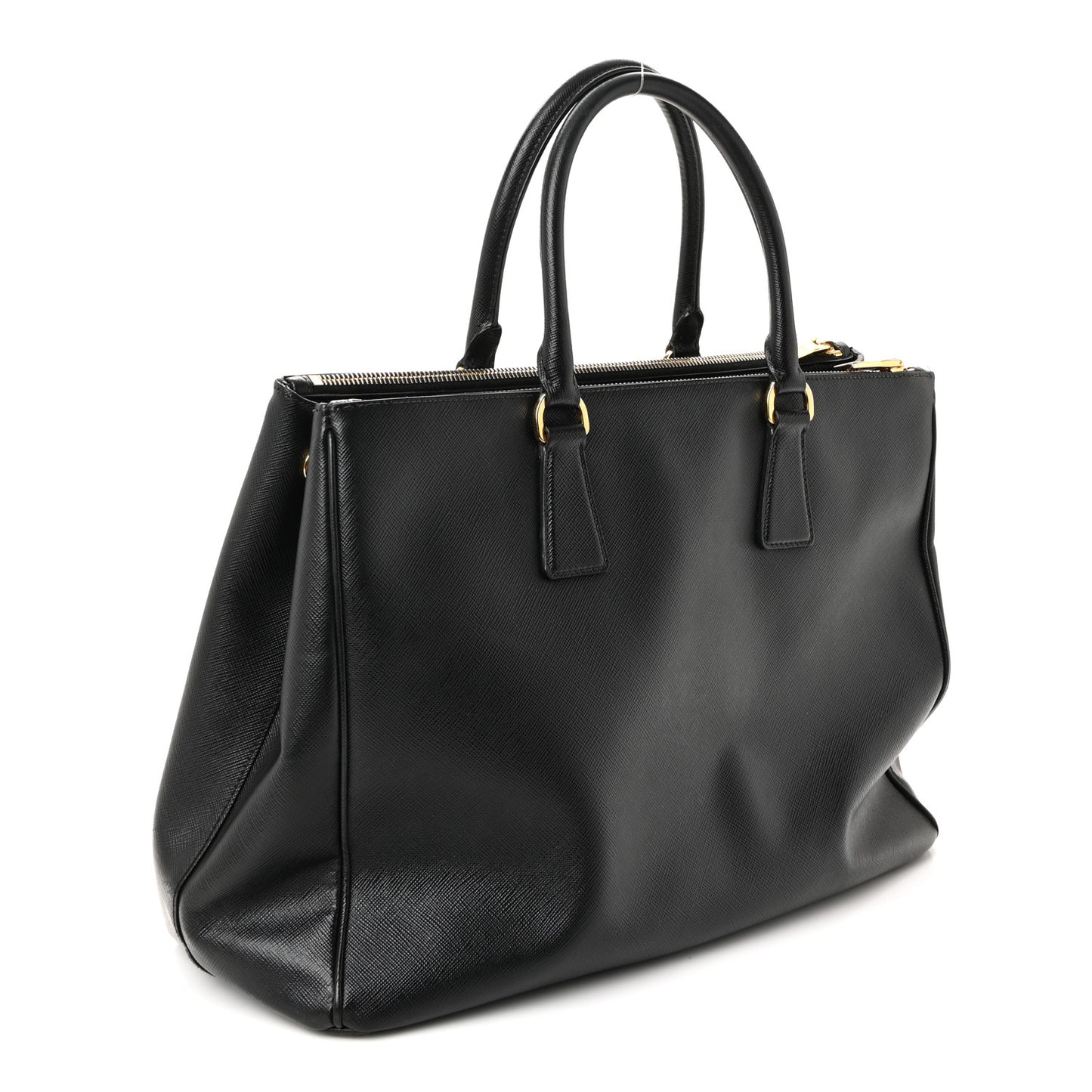Saffiano Lux Large Galleria Double Zip Tote Black