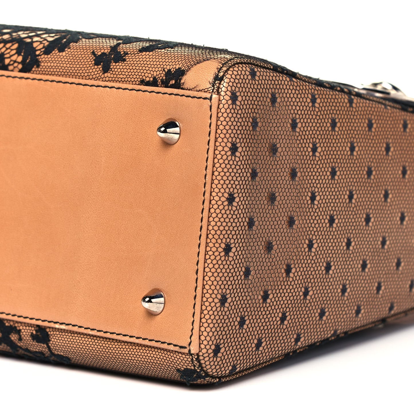 Lace Lambskin Medium Lady Dior Beige Black