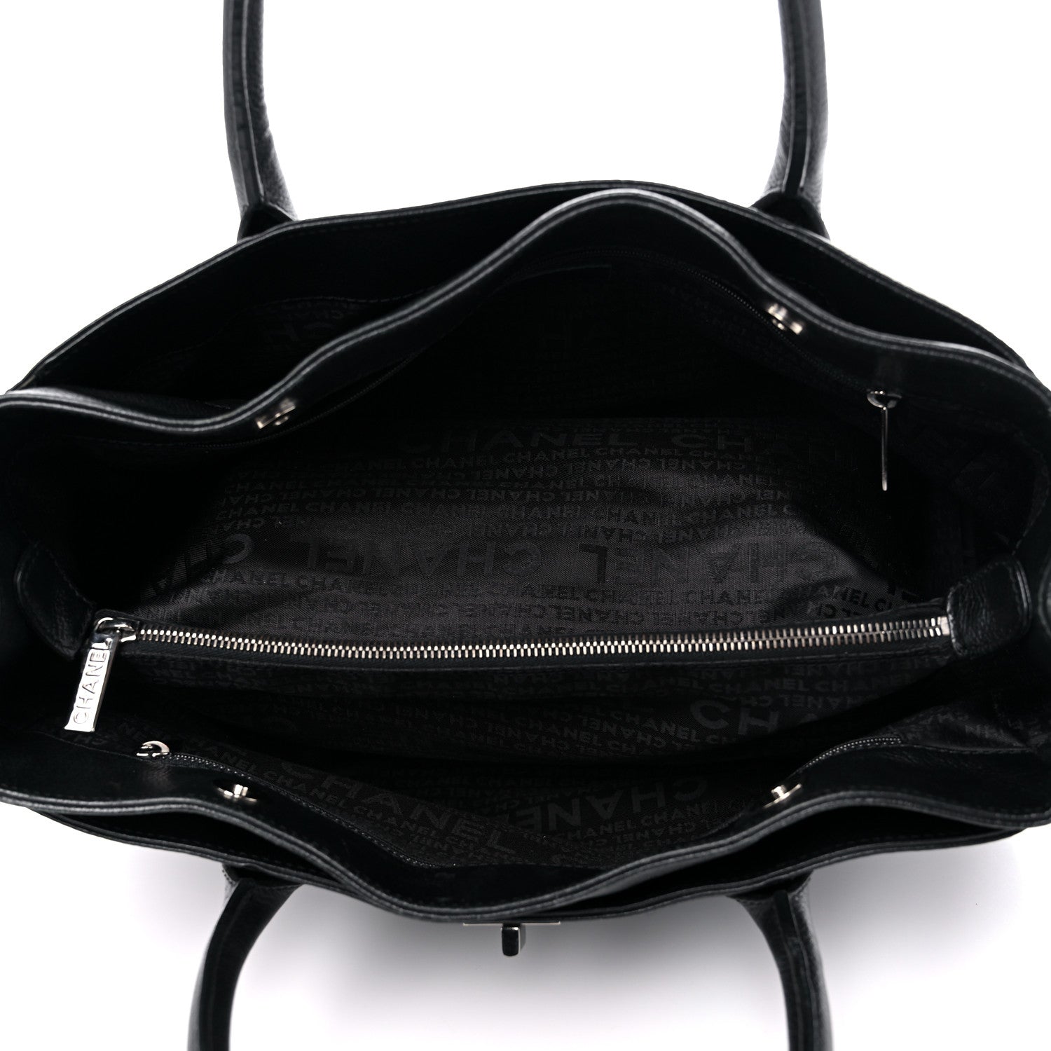 Chanel Calfskin Mademoiselle Lock Cerf Executive Shopper Tote Black 7 of 22