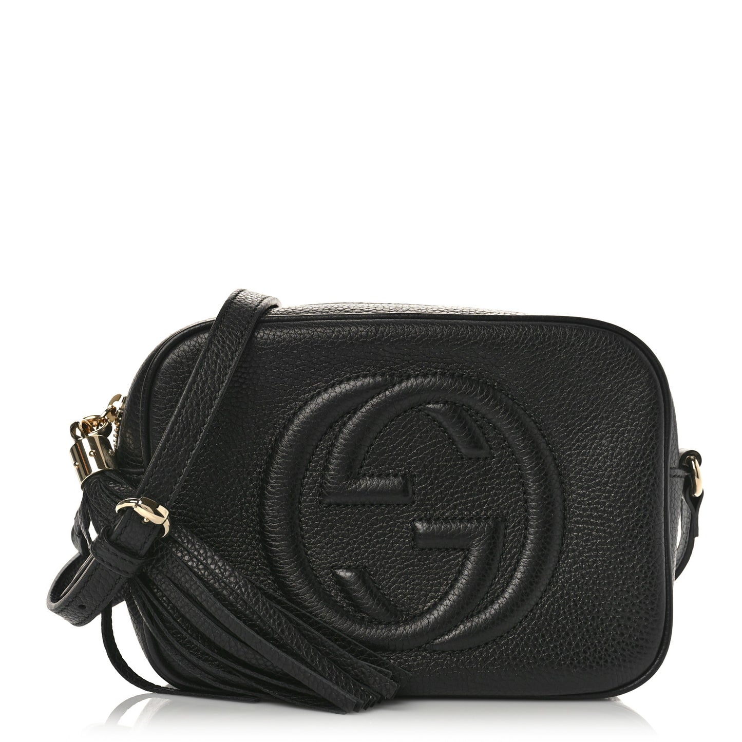 Pebbled Calfskin Small Soho Disco Bag Black