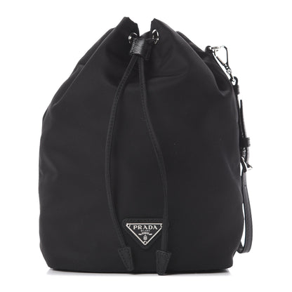Prada Saffiano Tessuto Nylon Vela Bucket Wristlet Black 1 of 9