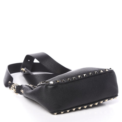 Valentino Garavani Pebbled Calfskin Mini Rockstud Flip-Lock Messenger Bag Black 4 of 11