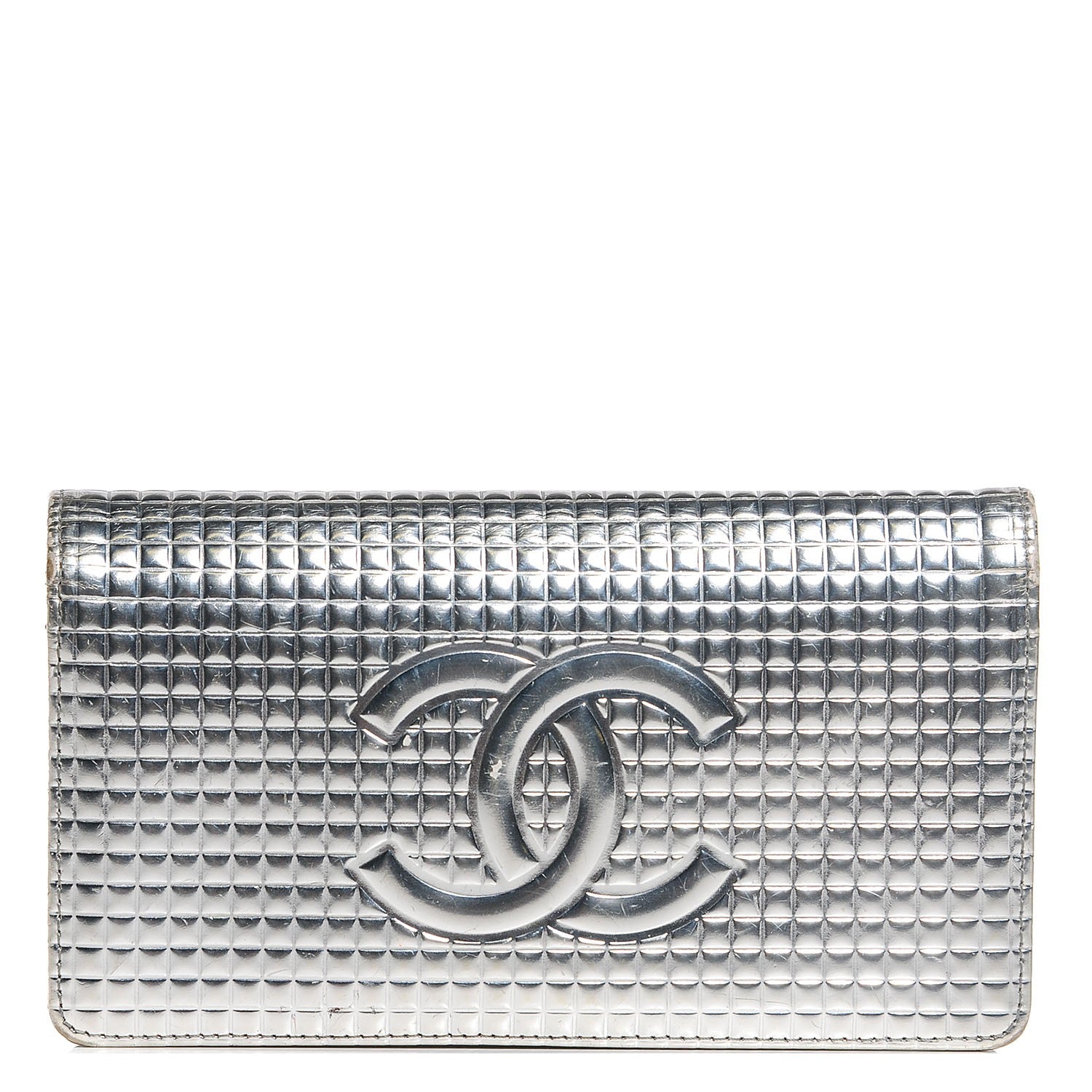 Chanel Metallic Calfskin Embossed CC Yen Wallet Silver 1 of 8