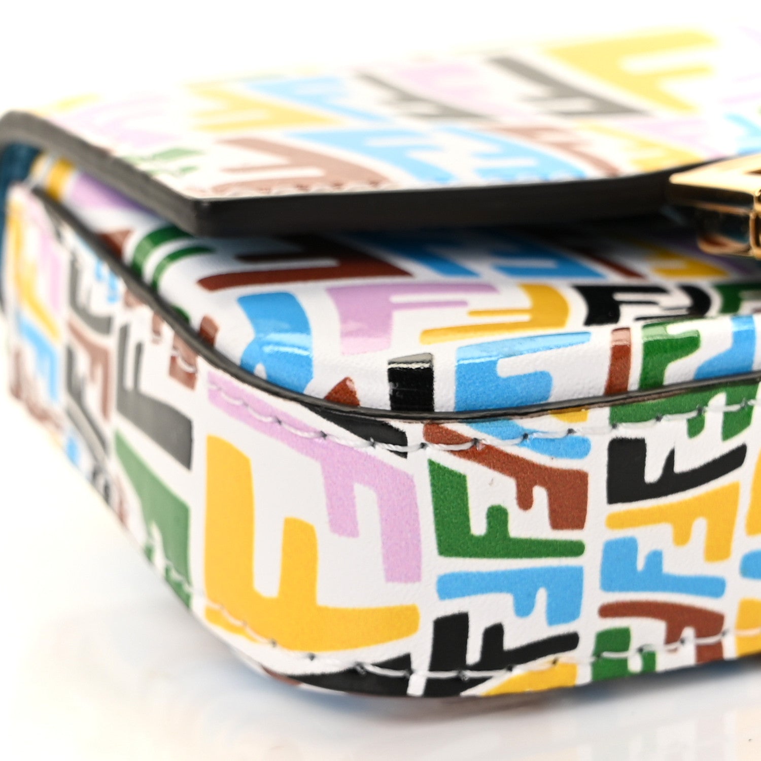 Fendi X SARAH COLEMAN Vitello Liberty Ceylon Micro FF Fish Eye Embossed Nano Baguette Charm Multicolor Cyber Blue 6 of 7