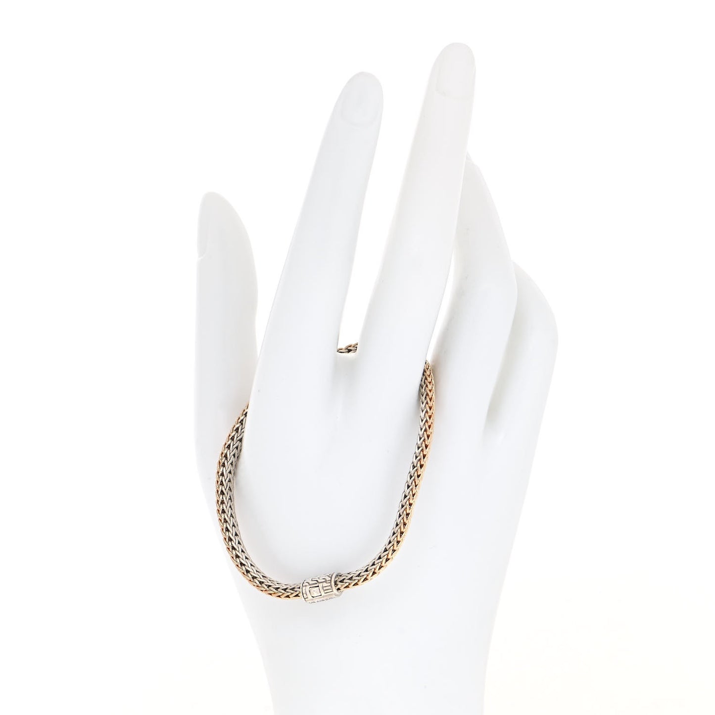 Sterling Silver 18K Yellow Gold Diamond 5mm Classic Chain Reversible Bracelet