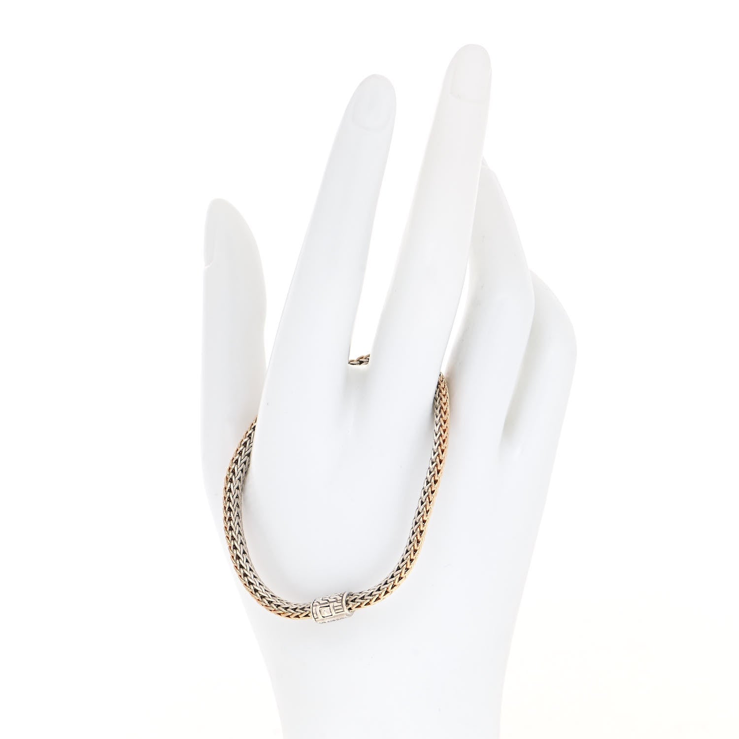 John Hardy Sterling Silver 18K Yellow Gold Diamond 5mm Classic Chain Reversible Bracelet 2 of 5