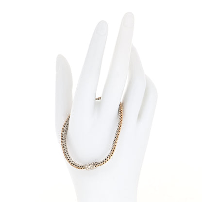 John Hardy Sterling Silver 18K Yellow Gold Diamond 5mm Classic Chain Reversible Bracelet 2 of 5